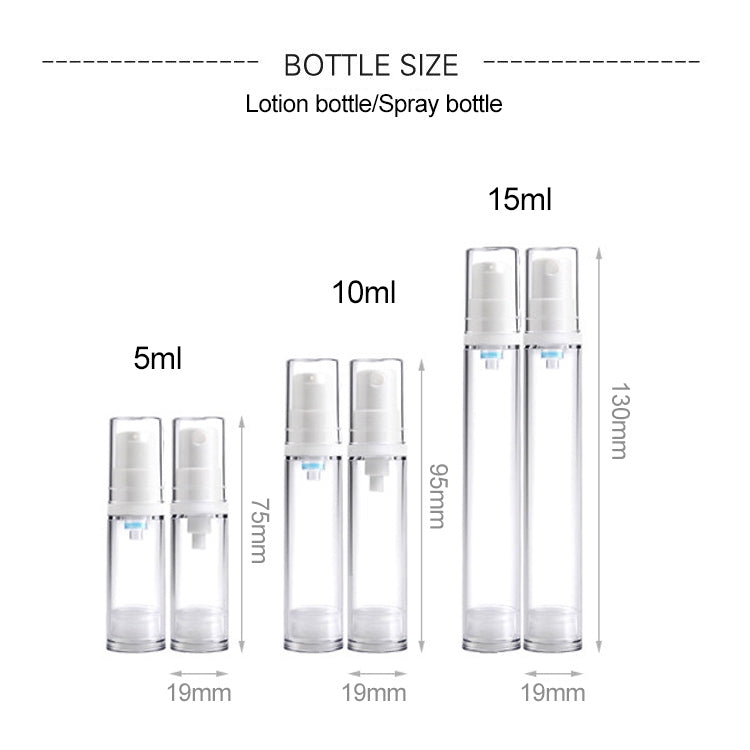 5 PCS Portable Airless Vacuum Pump Bottle Fine Mist Perfume Spray Bottle, 5ml, 5ml