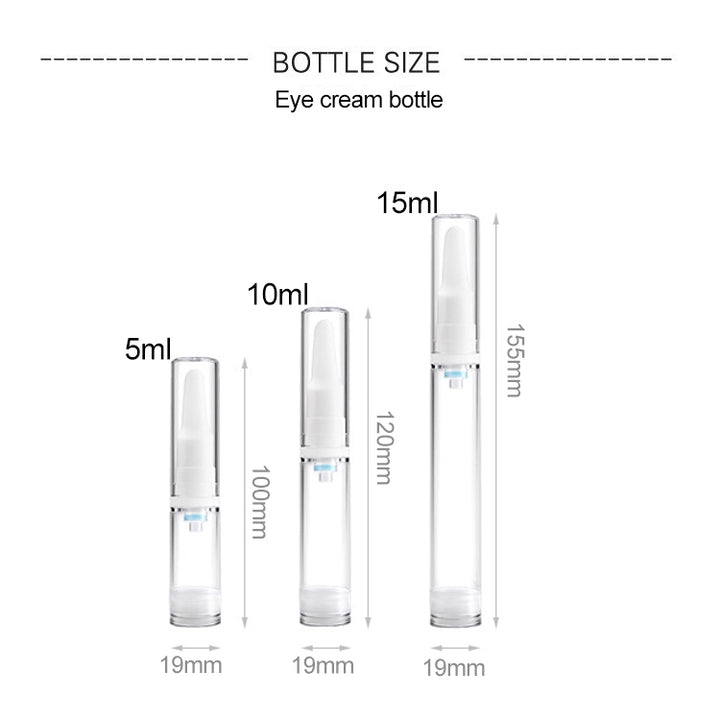 5 PCS Clear Empty Travel Portable Refillable Plastic Pump Bottle Containers, 10ml, 10ml