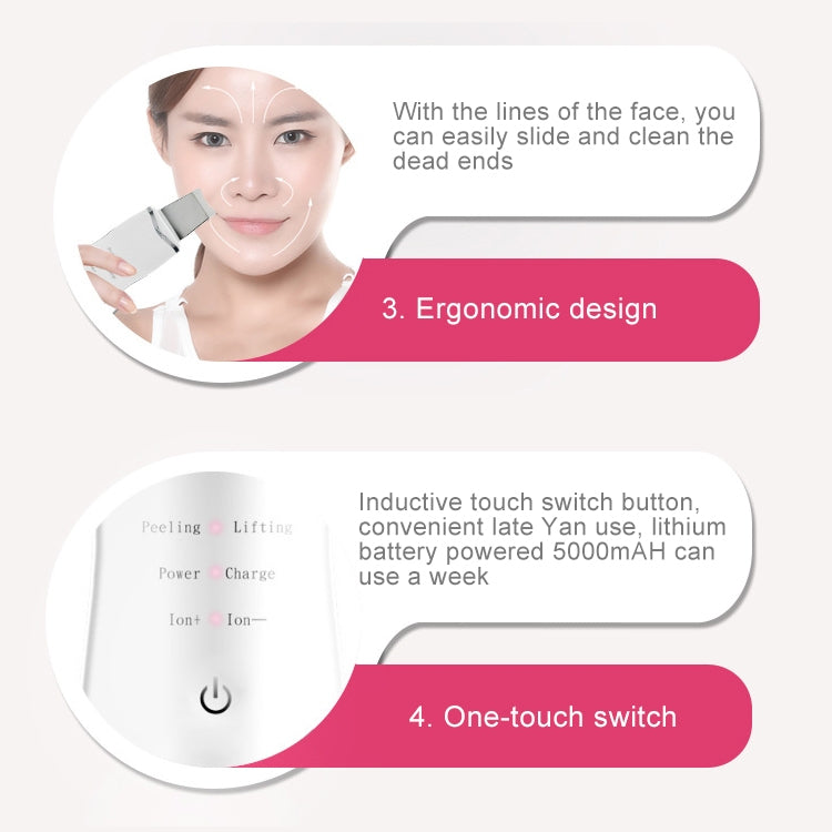 2W Ultrasonic Vibration Face Cleansing Machine Dead Skin Cleaner Scrubber Shovel Tool Face Beauty Instrument