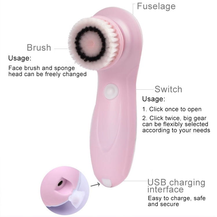 1.2W USB Charging Electronic Cleaning Face Beauty Instrument Pores Nose Blackhead Facial Cleansing Brush, 6 in 1