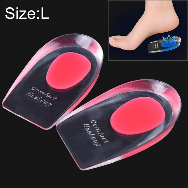 1 Pair Women Silicone Gel Comfort Heel Cups Pads Half Pads, Size: L