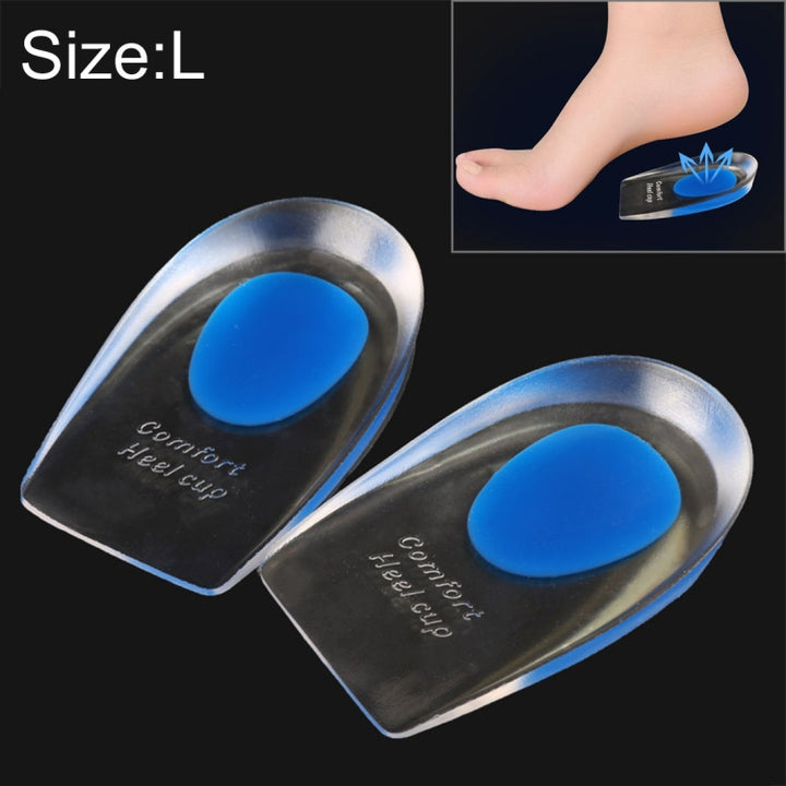 1 Pair Women Silicone Gel Comfort Heel Cups Pads Half Pads, Size: L