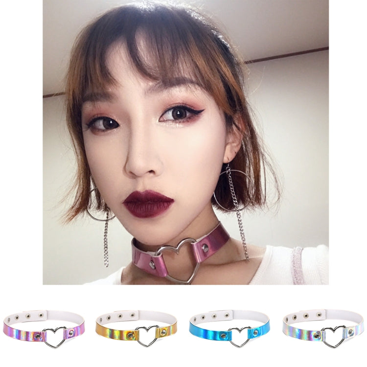 2 PCS European and American Harajuku Laser Heart Shape Collar Glowing Choker Necklace, Random Color Delivery, QCTX