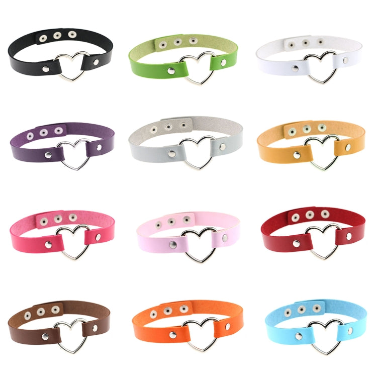 Japanese Harajuku PU Leather Heart Shape Punk Collar Fashion Female Choker Necklace, Random Color Delivery, TXXQ