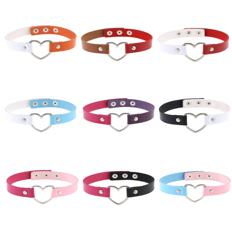 Japanese Harajuku PU Leather Heart Shape Punk Collar Fashion Female Choker Necklace, Random Color Delivery, TXXQ