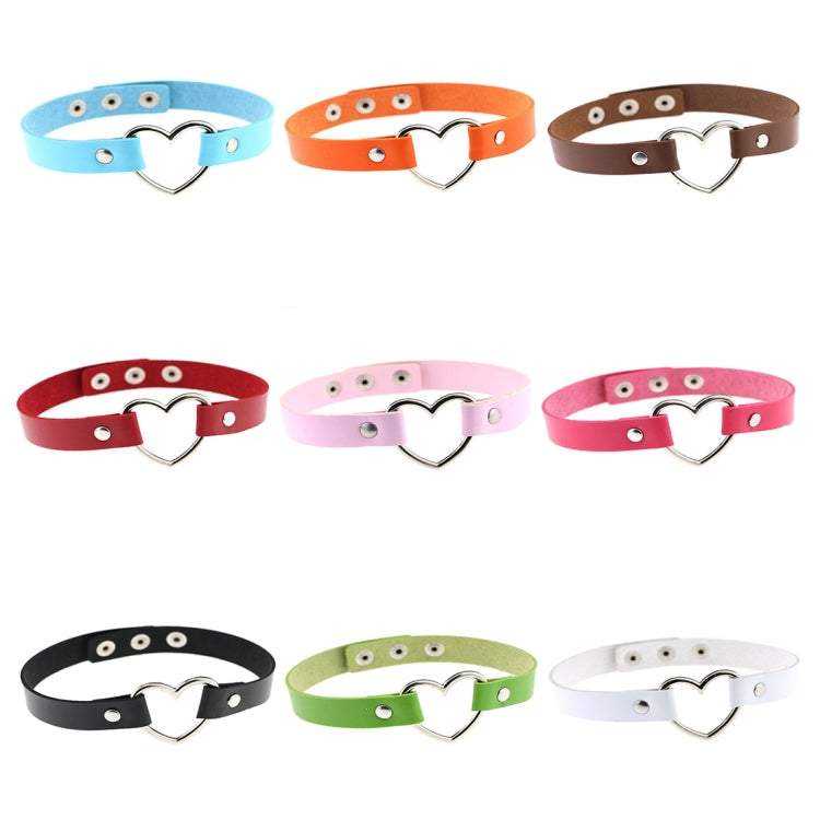 Japanese Harajuku PU Leather Heart Shape Punk Collar Fashion Female Choker Necklace, Random Color Delivery, TXXQ