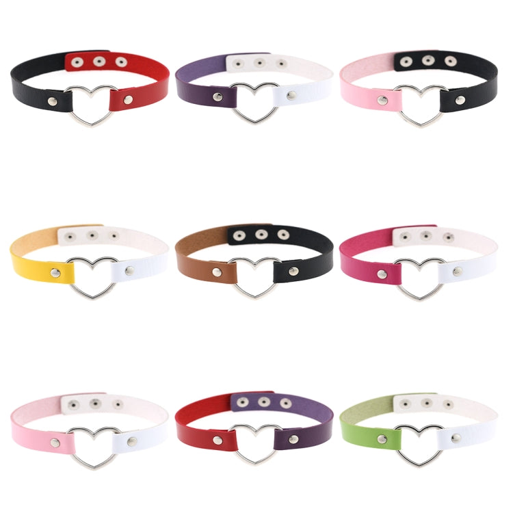 Japanese Harajuku PU Leather Heart Shape Punk Collar Fashion Female Choker Necklace, Random Color Delivery, TXXQ