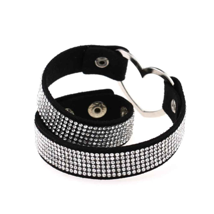 Japanese Harajuku Rhinestone Heart Shape Punk Collar Fashion Female Choker Necklace, Random Color Delivery, TXXQ03