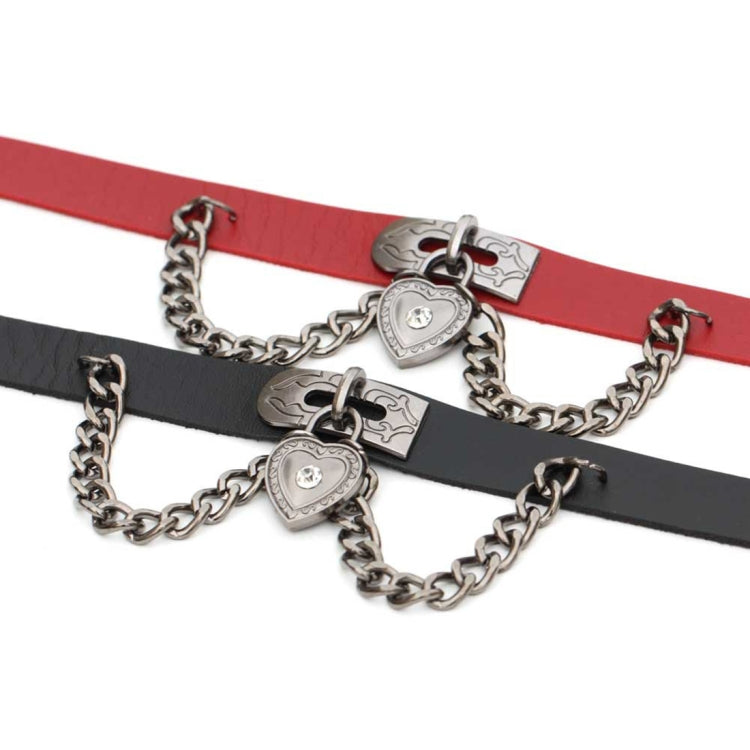 European and American Harajuku Punk Heart-shape Lock Leather Collar Choker Bracelet, Random Color Delivery, TXXQ05