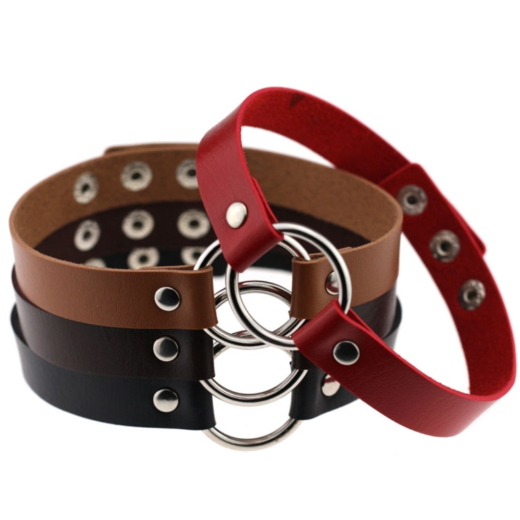 3 PCS Japanese Harajuku Fashion Street-snap Punk Round Nightclub Leather Collar Bracelet, Random Color Delivery, YXQ