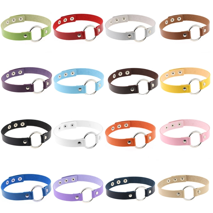 3 PCS Japanese Harajuku Fashion Street-snap Punk Round Nightclub Leather Collar Bracelet, Random Color Delivery, YXQ