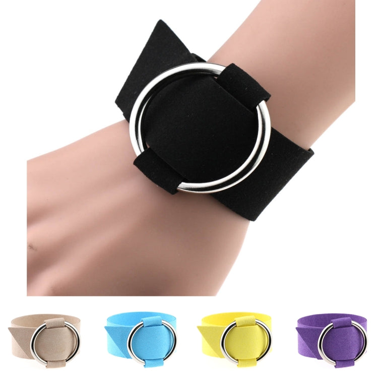 2 PCS European and American Simple Round Velvet Bracelet Fashion Metal Wristband Bracelet, Random Color Delivery