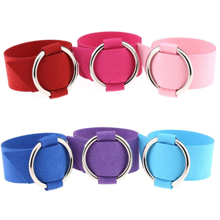 2 PCS European and American Simple Round Velvet Bracelet Fashion Metal Wristband Bracelet, Random Color Delivery