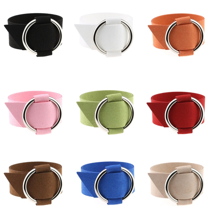 2 PCS European and American Simple Round Velvet Bracelet Fashion Metal Wristband Bracelet, Random Color Delivery