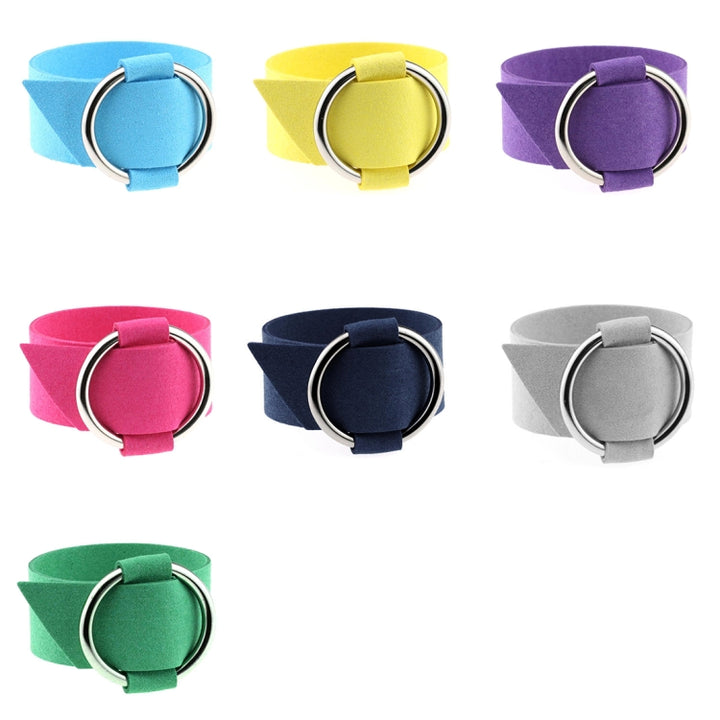 2 PCS European and American Simple Round Velvet Bracelet Fashion Metal Wristband Bracelet, Random Color Delivery