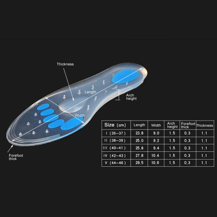 1 Pair Transparent Cushioning Silica Gel Insoles  Size: 35-37yards, Size: 35-37yards