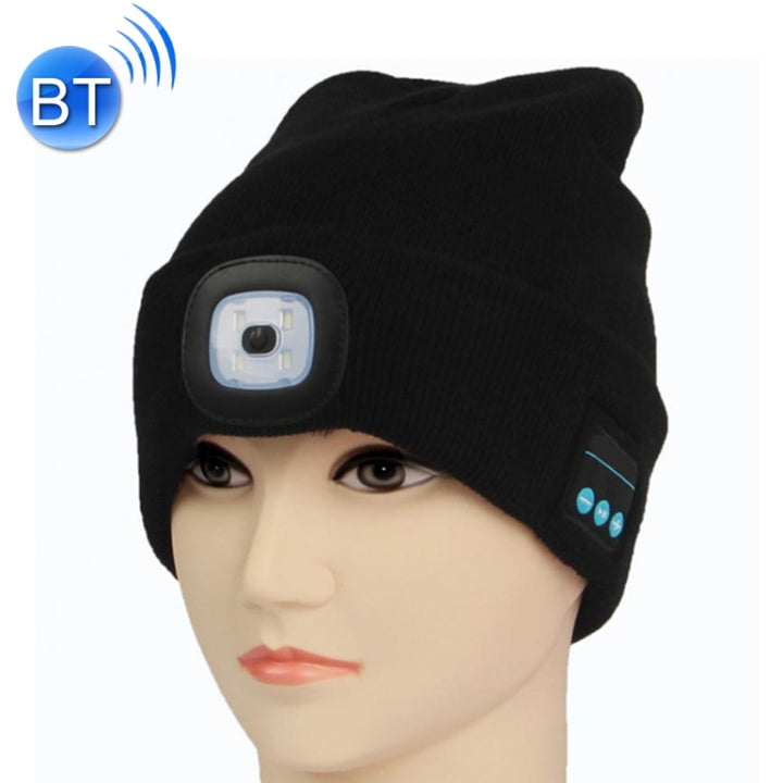 Unisex Warm Winter Polyacrylonitrile Knit Hat Adult Head Cap with LED and Bluetooth