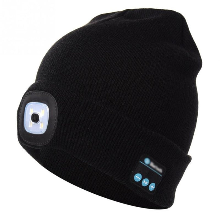 Unisex Warm Winter Polyacrylonitrile Knit Hat Adult Head Cap with LED and Bluetooth