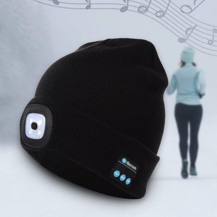 Unisex Warm Winter Polyacrylonitrile Knit Hat Adult Head Cap with LED and Bluetooth