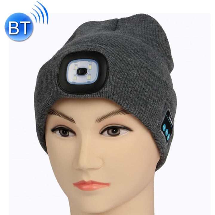 Unisex Warm Winter Polyacrylonitrile Knit Hat Adult Head Cap with LED and Bluetooth