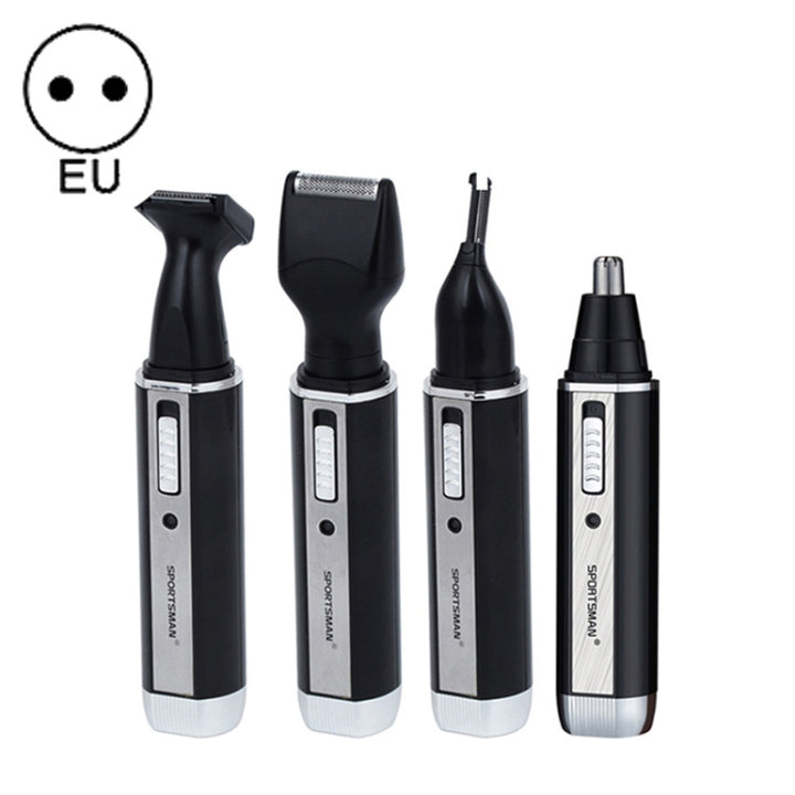 SPORTSMAN Four-in-one Rechargeable Ear Nose Trimmer Electric Shaver Beard Face Eyebrows Hair Trimmer For Men, EU Plug(Black, 220V), EU Plug