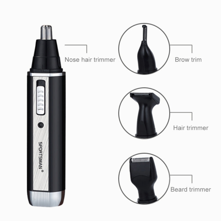 SPORTSMAN Four-in-one Rechargeable Ear Nose Trimmer Electric Shaver Beard Face Eyebrows Hair Trimmer For Men, EU Plug(Black, 220V), EU Plug