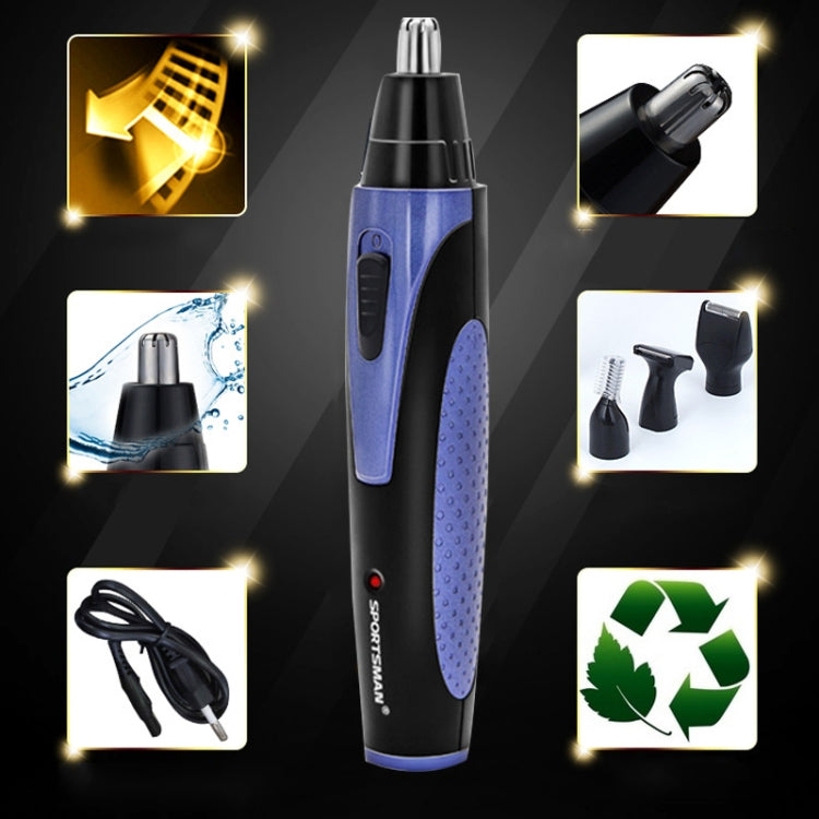 SPORTSMAN Four-in-one Electric Rechargeable Ear Nose Trimmer Beard Face Shaver Eyebrows Hair Trimmer for Men, US Plug(blue 110v), US Plug(Blue)