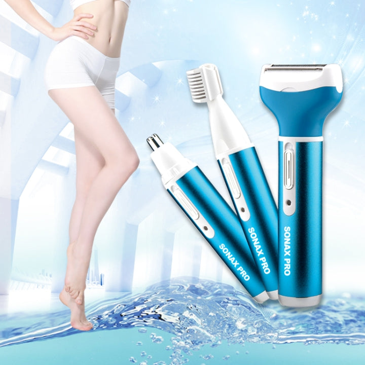 220V 3 In 1  Water Proof Rechargeable Vibrissa Eyebrows Trimmer Body Hair Denuding Machine Set, EU Plug