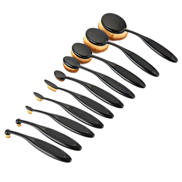 10 PCS Toothbrush Style Handle Makeup Brush Eyebrow Brush Set, Black