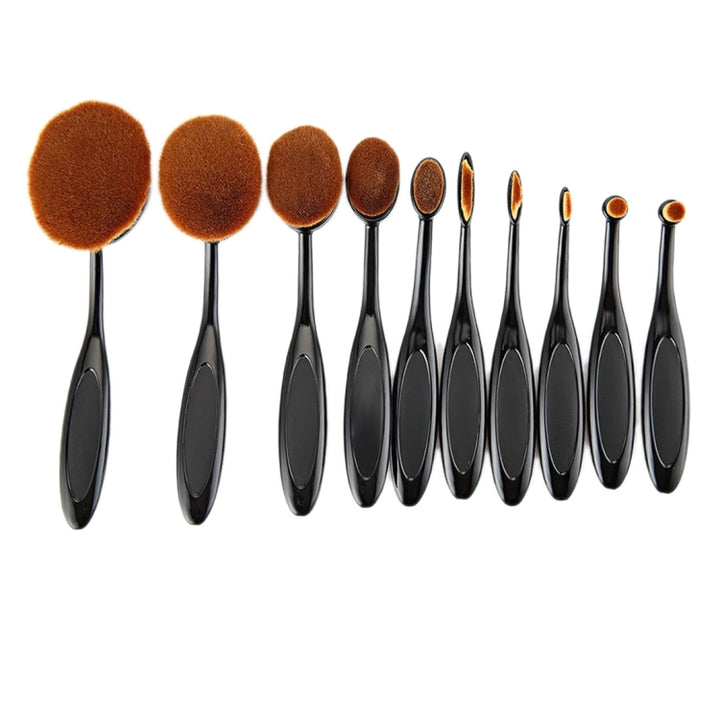 10 PCS Toothbrush Style Handle Makeup Brush Eyebrow Brush Set, Black