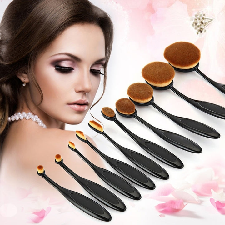 10 PCS Toothbrush Style Handle Makeup Brush Eyebrow Brush Set, Black