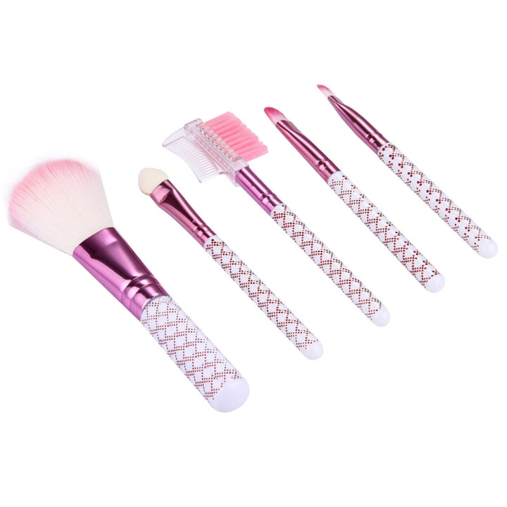 5 in 1 Pink Stripes Pattern Professional Makeup Tool Kit