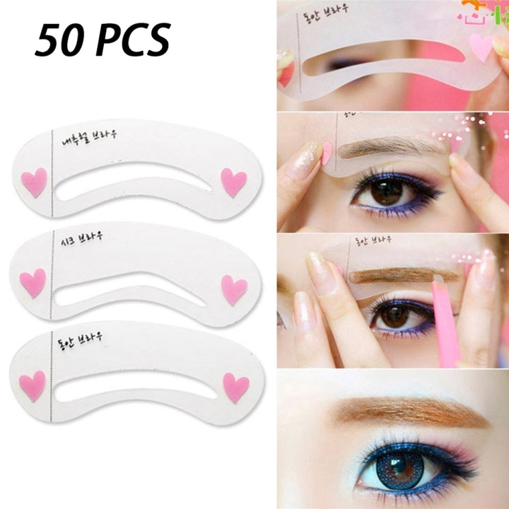 50 PCS 3 in 1 Eyebrow Stencil Shape Template Tools, 3 in 1 50 PCS