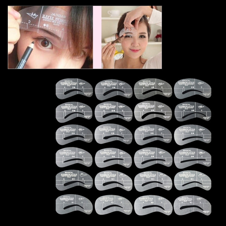 24 in 1 Eyebrow Stencil Shape Template Tools, 24 in 1