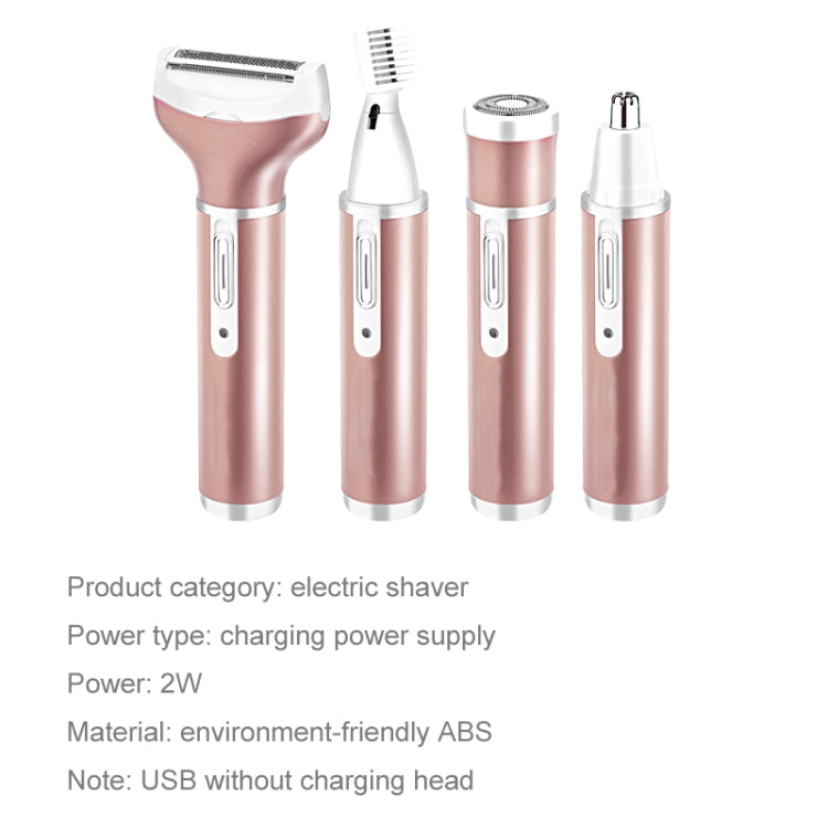 4 In 1  USB Rechargeable Vibrissa Eyebrows Trimmer Body Hair Denuding Machine Set with USB Cable, 4 In 1