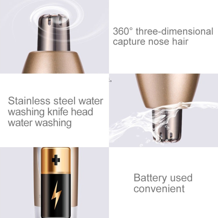 SPORTSMAN Water Proof Battery Power Supply  Male Nose Ear Hair Bullet Shaped Trimmer(Gold)