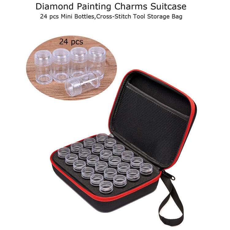 24 Bottles Diamond Painting Accessories Container Storage Bag Box Carry Case Diamond Embroidery Tools Handbag, without Bottles