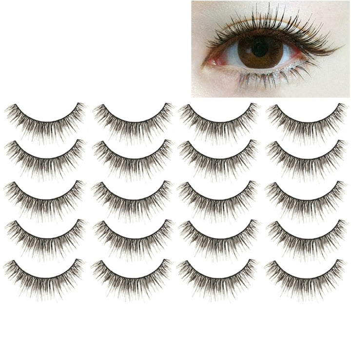 10 Pairs M14 Criss-Cross Cotton Stem Natural Makeup Lashes Charming Long Thick Black False Eyelashes, M14#