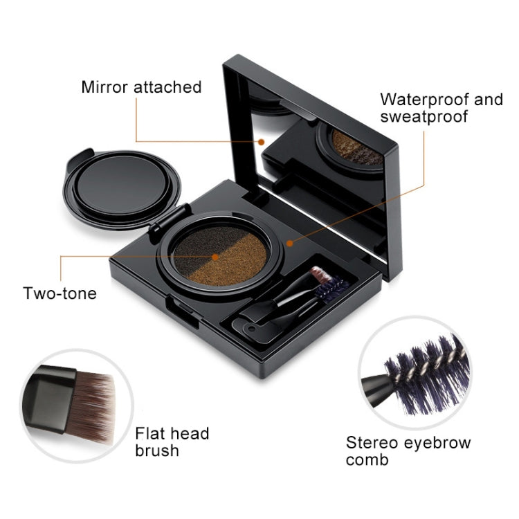 GECOMO Double Color Air Cushion Eyebrow Makeup Dye Palette With Eyebrow Brush