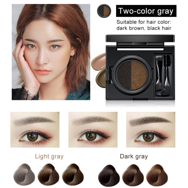 GECOMO Double Color Air Cushion Eyebrow Makeup Dye Palette With Eyebrow Brush