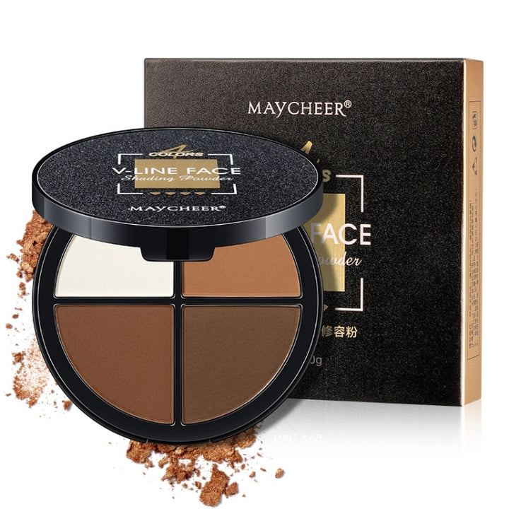 MAYCHEER V-Line Face 4 Colors Facial Makeup Highlighter Bronzer Shading Powder Palette Cosmetic