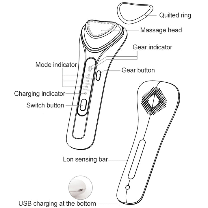 BLK-D020 Ion Import and Export Instrument Facial Beauty Massage Instrument Heating Vibration Ffacial Skin Care Instrument