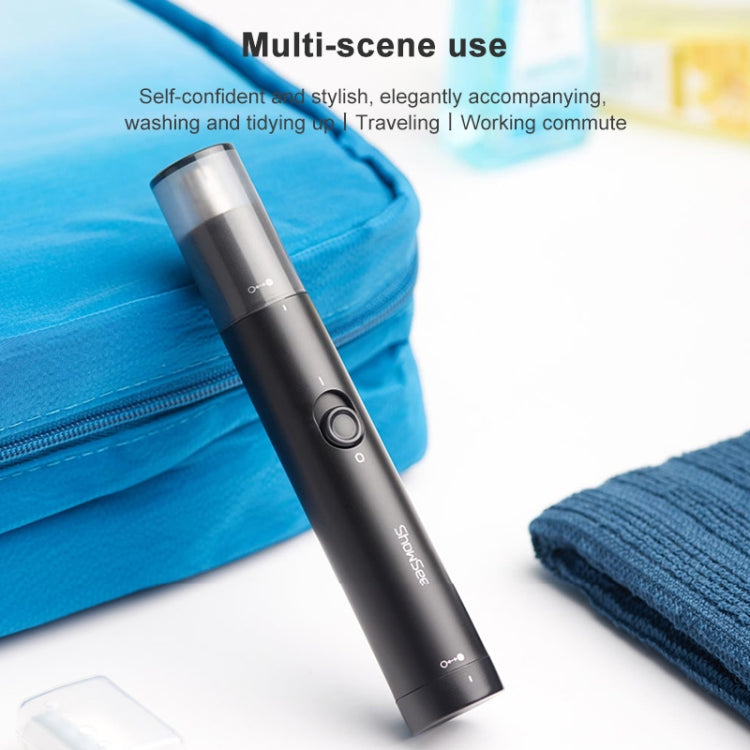 Original Xiaomi Youpin ShowSee DC 1.5V 2W Portable Waterproof Safe Electric Nose Hair Trimmer Shave Blade, C1-BK