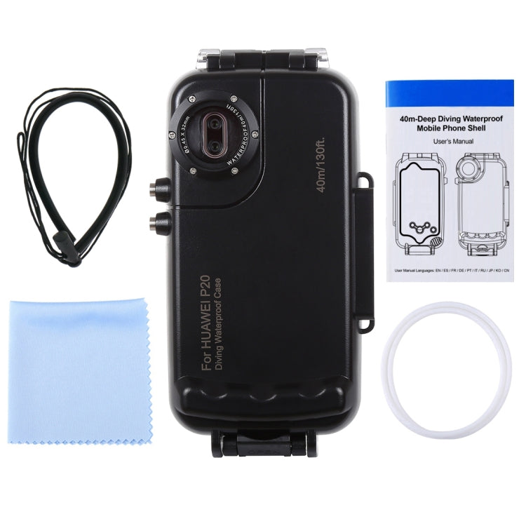 HAWEEL 40m/130ft Waterproof Diving Case for Huawei P20, Photo Video Taking Underwater Housing Cover, For Huawei P20