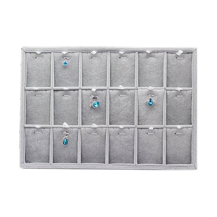 18 Grids Flannelette Ear Stud Earrings Ring Pendant Necklace Display Rack Jewelry Storage Tray, 18 Grids Storage Tray