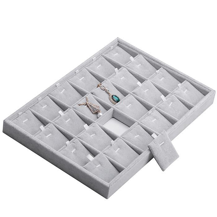 18 Grids Flannelette Ear Stud Earrings Ring Pendant Necklace Display Rack Jewelry Storage Tray, 18 Grids Storage Tray