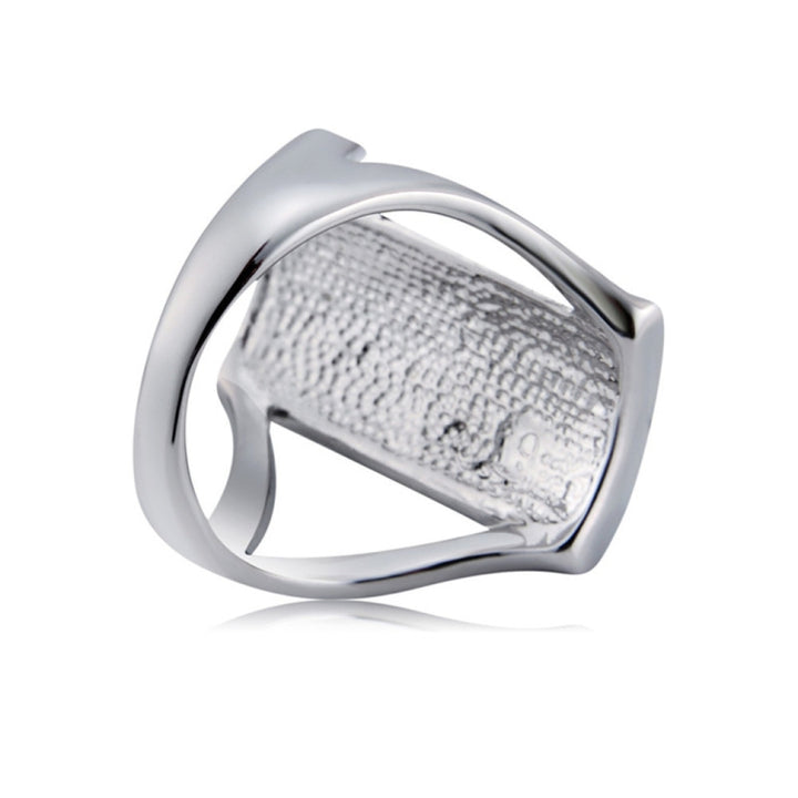 Silver-Plated Rectangle with Blue Crystal Ring for Women(Silver with Diamond, US, Size: 7), Size: 7