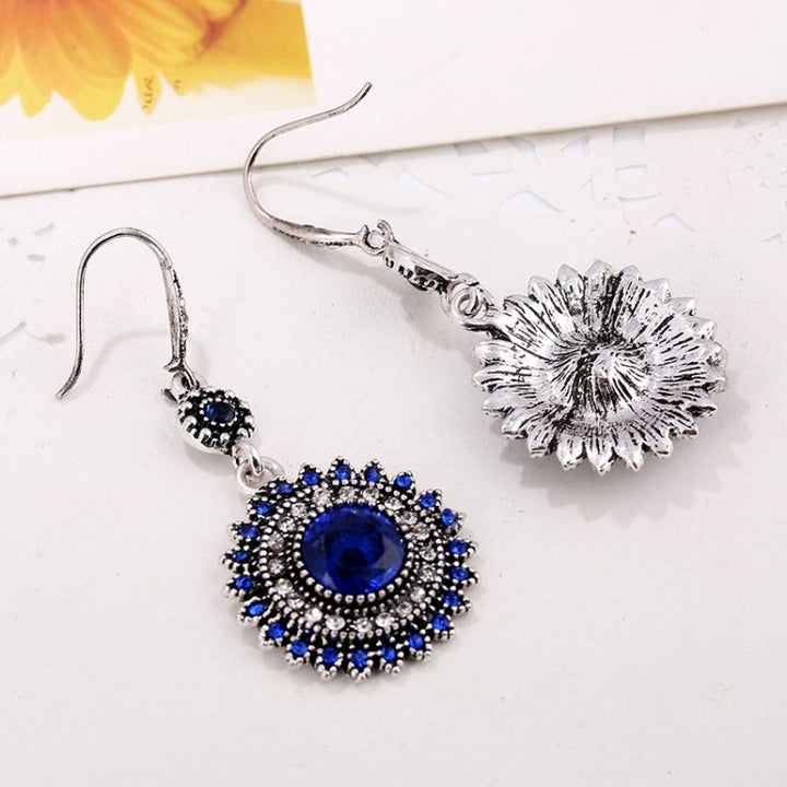 2 Pairs Ethnic Sun Flower Style Rhinestone Earrings Long Earbobs, JEW2030JL, JEW2030JR, JEW2030SB, JEW2030SD, JEW2030SL, JEW2030SR