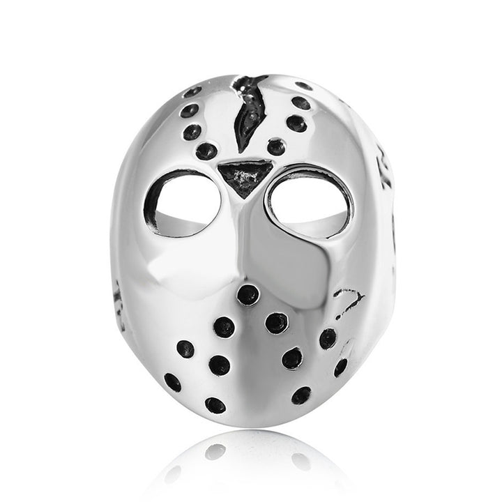 Europe and America Style Punk Gothic Rock Mask Skull Men Titanium Steel Ring, US Size: 7, Diameter: 17.4mm, Perimeter: 55mm, Diameter: 17.4mm