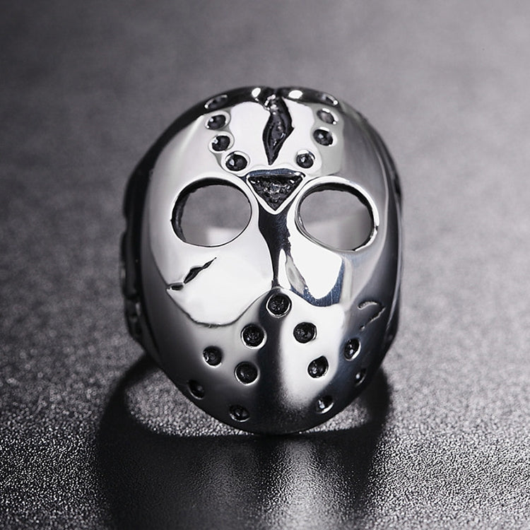 Europe and America Style Punk Gothic Rock Mask Skull Men Titanium Steel Ring, US Size: 7, Diameter: 17.4mm, Perimeter: 55mm, Diameter: 17.4mm